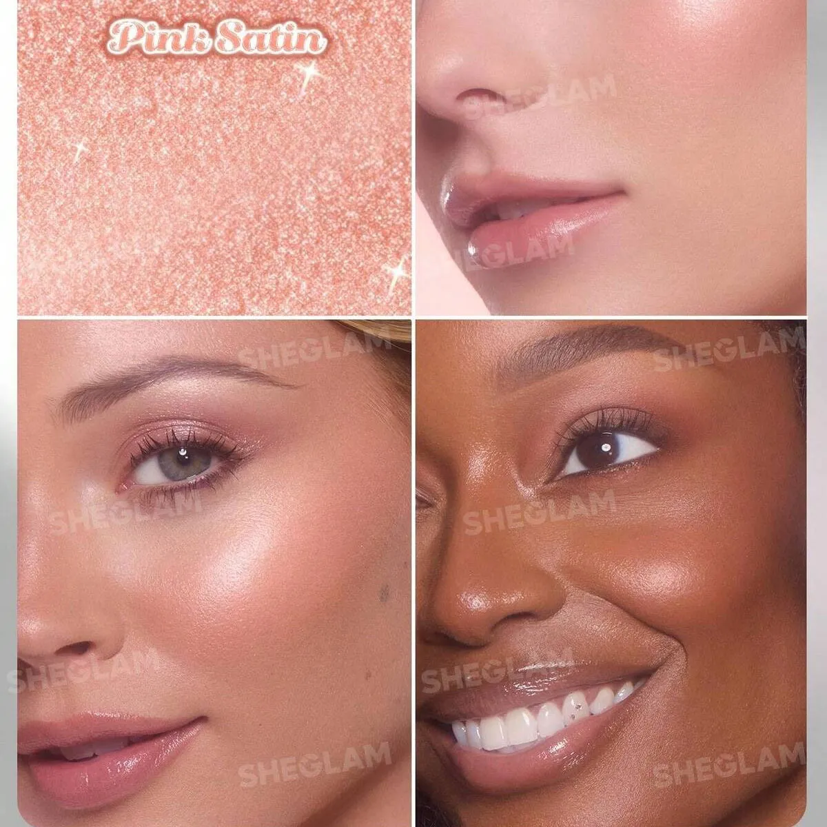 نمونه رنگ‌بندی هایلایتر استیکی شیگلم مدل کره ای Buttery Bling رنگ Pink Satin