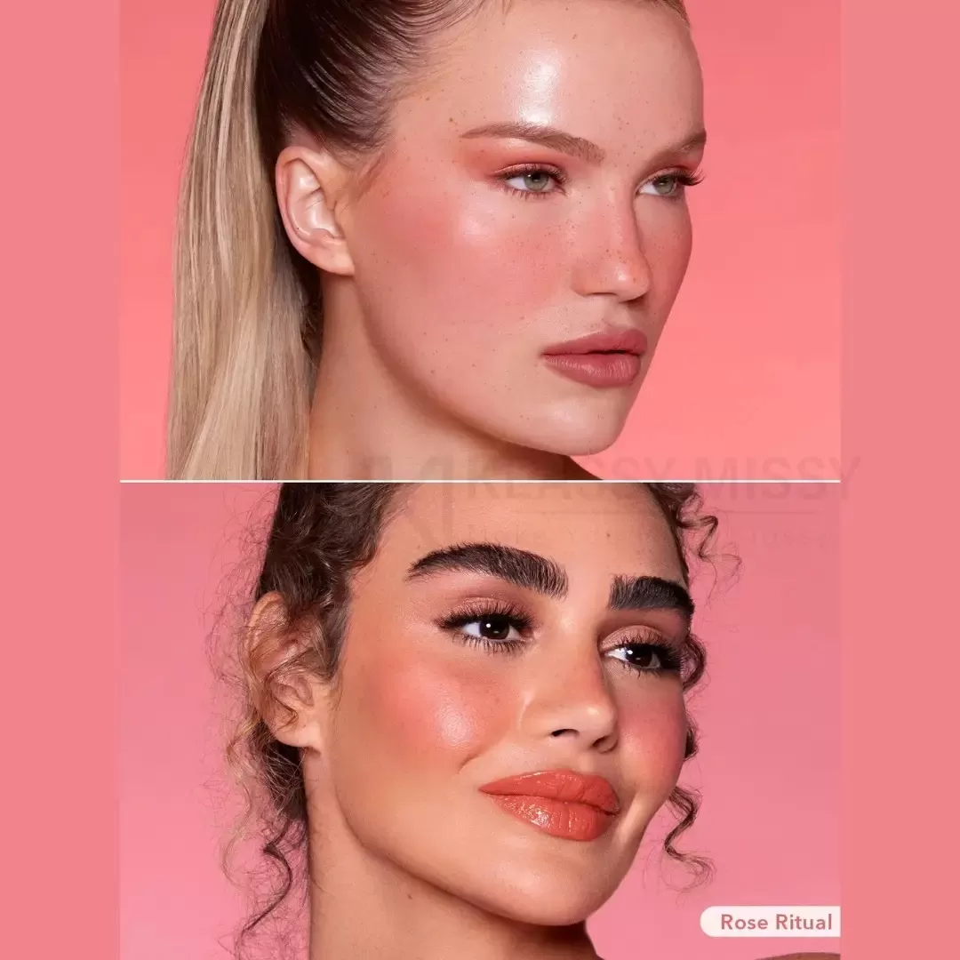 تست روی پوست و نمای نزدیک رژگونه مایع شیگلم