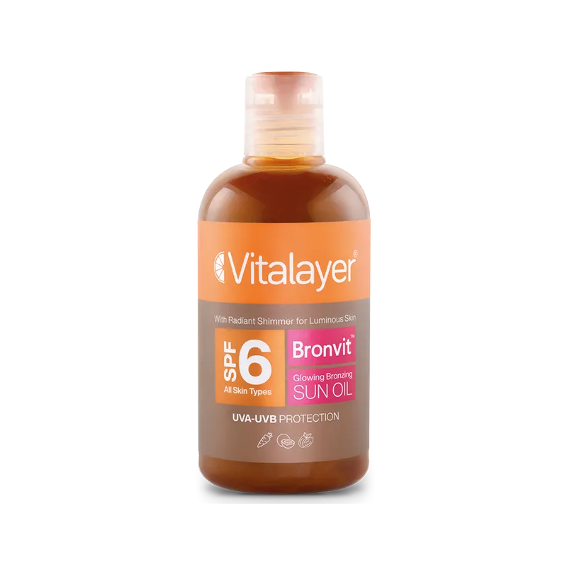 نمای اصلی و بسته‌بندی روغن آفتاب برنزه کننده اکلیلی SPF6 برن ویت ویتالیر